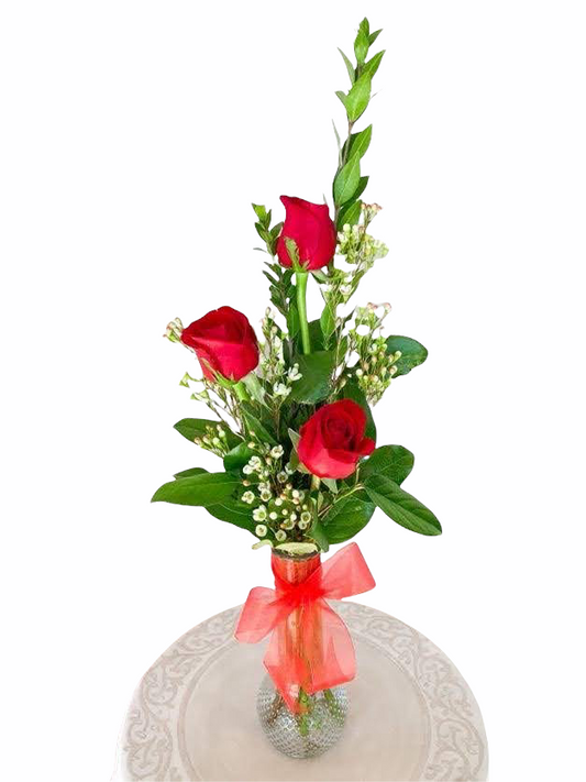 Red Roses in a bud vase