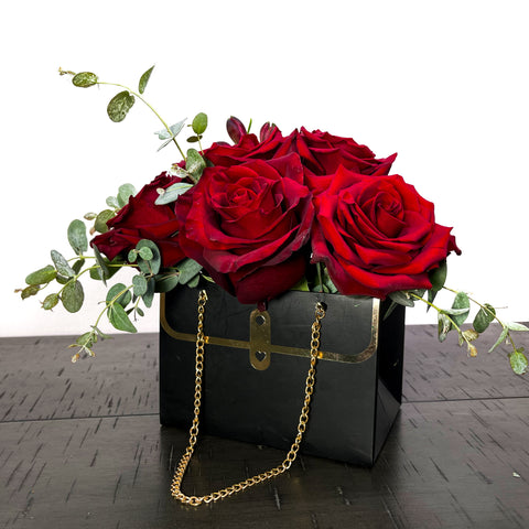 Black Purse Flower Box Bouquet