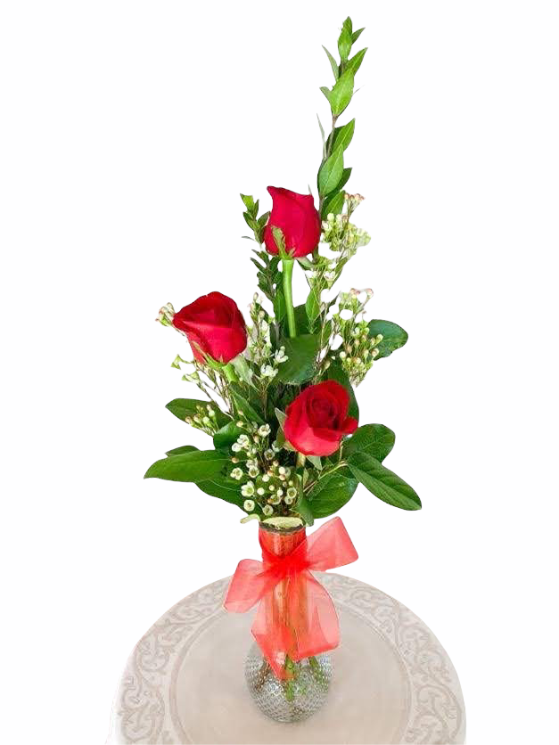 Red Roses in a bud vase